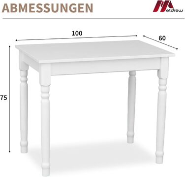Дерев&39яний обідній стіл кухонний стіл 100x60 дерев&39яний стіл стіл з декоративними ніжками обідній стіл на 4 особи маленький кухонний стіл скандинавський стиль білий кухонний стіл стільниця біла 100 см x 60 см
