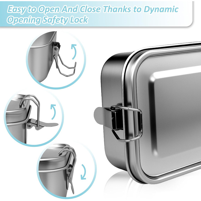 Ланчбокс з нержавіючої сталі 850 мл з двома відділеннями, герметичний, без BPA ідеально для пікніка, школи та роботи