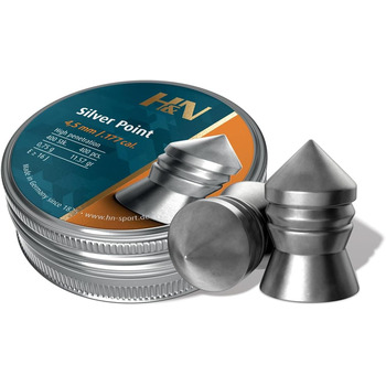 Кулі H&N Silverpoint 4,50 мм – для пневматичної гвинтівки, гострий носик, 11.57 гран (0,75 г), 500 шт.