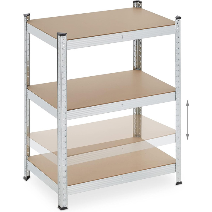 Полиця для зберігання Relaxdays для важких умов експлуатації, 5 ярусів, висота та ширина 180x70x45 см, вантажопідйомність 500 кг, сталь, для підвалу та гаража, сріблястий колір