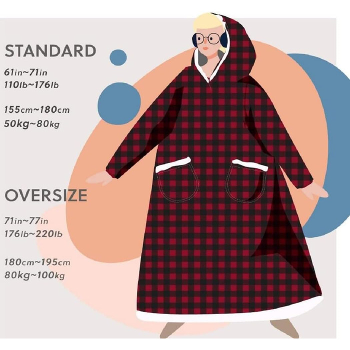 Затишна ковдра з рукавами, Велика м&39яка ковдра з капюшоном, Светр з шерпа-капюшоном для жінок та чоловіків, Пухнаста фланелева ковдра для телевізора з рукавами, Портативна ковдра на все тіло, Синій