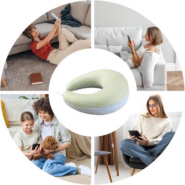 Ергономічна в&39язана подушка Crealis для рукоділля, творчих моментів, читання та ігор, для ліжка та дивана, підлокітник для читання, гри, роботи, в&39язання гачком, 60x58 см, зелена