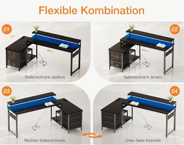 Г-подібний письмовий стіл ODK, 174 x 100 см, метал / дерево, чорний