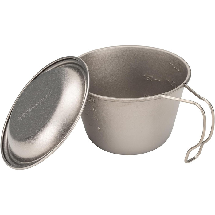 Чашка Snow Peak Titanium Backpackers, срібляста, 322 мл, надлегка, штабельована чашка, виготовлена в Японії для їжі, пиття, приготування їжі та вимірювання для кемпінгу та активного відпочинку на свіжому повітрі
