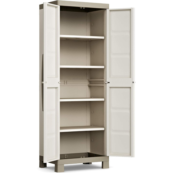 Висока пластикова шафа Keter Excellence, ШхГхВ 65x45x182 см, бежевий/сіро-коричневий, вкл. 4 полиці з регульованою висотою