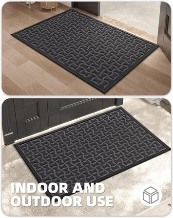 Килимок для вулиці кольору G, нековзний, водонепроникний, миється, брудозатримуючий килимок для внутрішнього та зовнішнього використання, килимок для передніх дверей, килимок для входу, коридору, зовнішньої зони (44x76 см, сірий) Сірий 44x76 см