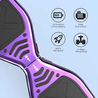 Дюймовий позашляховий гіроборд Hummer, управління через додаток, з Bluetooth і світлодіодним підсвічуванням, потужний двигун, підходить для дорослих і дітей Фіолетовий, 8,5-