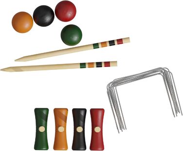 Набір для крокету Carromco на 4 гравці для дорослих, дерев&39яний набір для крокету для дітей, гра на свіжому повітрі Basic-XM, 4 гравці, дерев&39яна гра в крокет