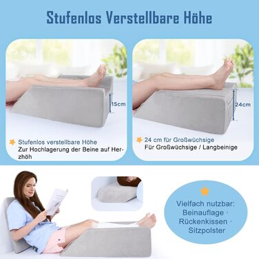 Подушка для підняття ніг INFANZIA з піни з ефектом пам&39яті, ергономічна подушка для підняття ніг, підйом стоп, подушка для підтримки колін, подушка для лімфодренажу для полегшення двоногості (з обох боків)
