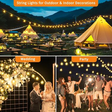 Світлодіодні казкові ліхтарі на відкритому повітрі, 10M 18 лампочок 1 заміна, G40 лампочки ABS пластикові казкові ліхтарі електрич