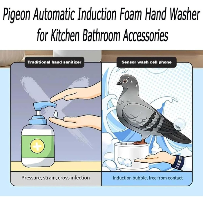 Автоматичний дозатор мила Pigeon, автоматична індукційна піна для миття рук Pigeon, електричний дозатор рідкого мила, електричний