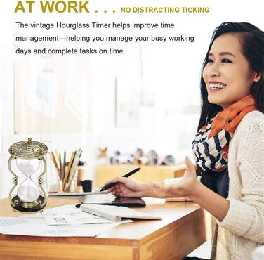 Пісочний годинник SuLiao для Uten, поворотний на 720, старовинний білий пісочний годинник, вінтажний пісочний годинник 1 Hora Reloj de Arena, великий метал, пісочний годинник, офіс, письмовий стіл, дім, весільне оформлення (чорний, 60 хвилин)