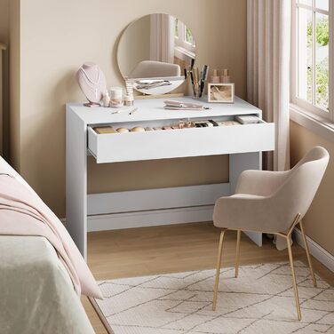 Письмовий стіл з шухлядами, комп&39ютерний стіл, офісний стіл, ПК-стіл для дітей та спалень з мінімалістичним дизайном, 100x50x75 см, білий