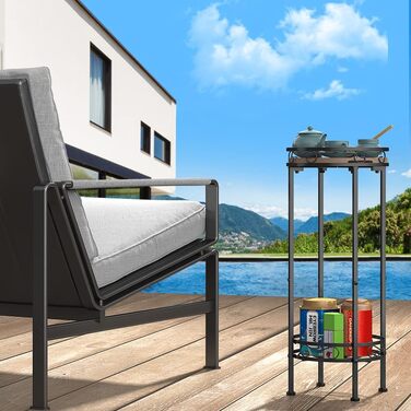 Металева підставка для рослин Bomblap, підставка для квітів 70 x 30 см, підставка для кімнатних рослин, висока 2-ярусна підставка для квіткових горщиків, тримач для квіткових горщиків для використання в приміщенні та на вулиці, чорний колір