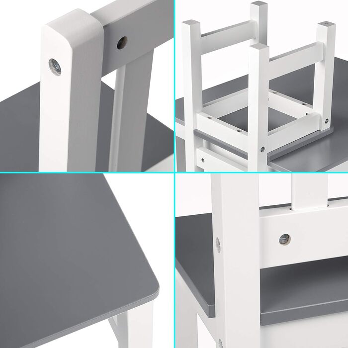 Дитячий стіл WOLTU з 2 стільцями, стіл і стільці для дітей, закруглені краї і кути, дитяча сидяча група з МДФ, стіл 60x48x50 см, с