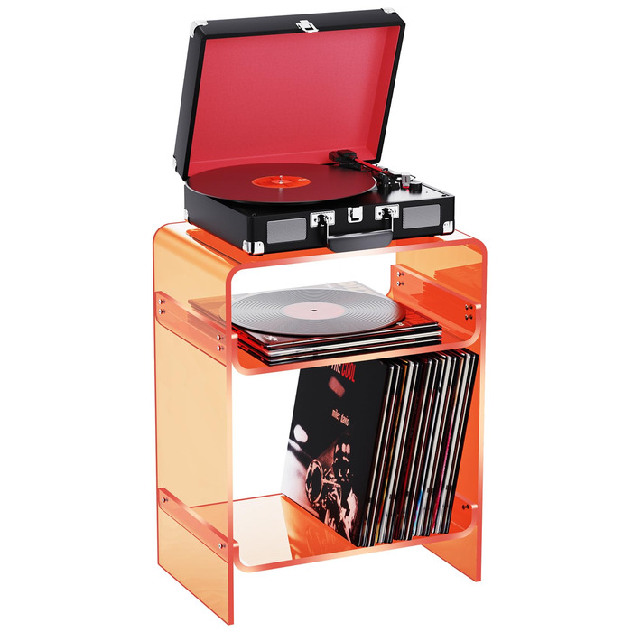 Акриловий журнальний столик, тумбочка біля ліжка, прозорий столик, для спальні-вітальні, 45 x 30 x 58 см (помаранчевий)