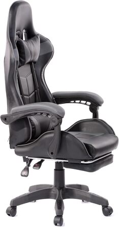Ігрове крісло VDD Cyclone з підставкою для ніг - Офісне крісло - Гоночне ігрове крісло - Сірий/чорний