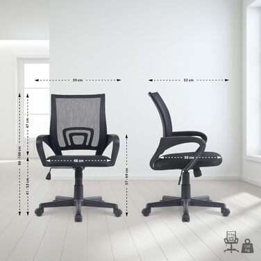 Офісний стілець CLP Genius I, стілець з регульованою висотою та сітчастим чохлом, колір чорний, сучасний