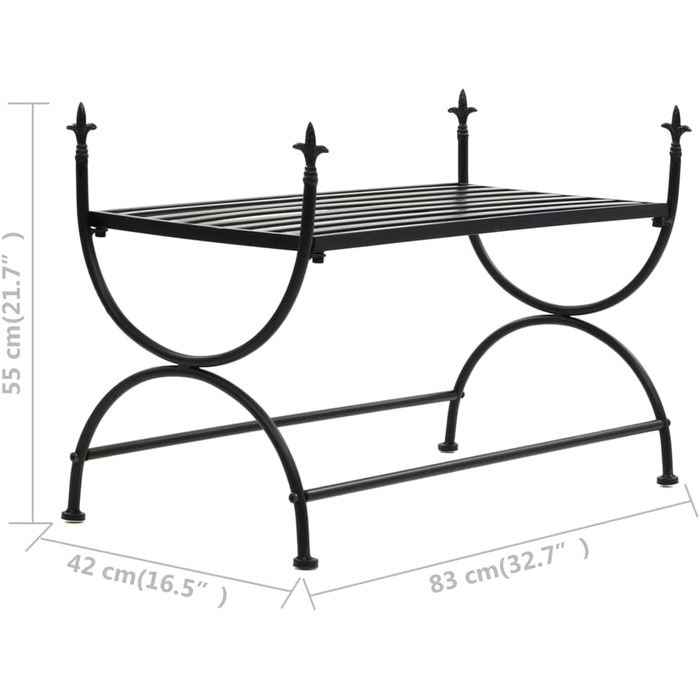 Садова лавка Makastle Металева садова лавка в вінтажному стилі Садові меблі Металева лавка стійка без спинки Лавка Садова Чорна Вид, 83 х 42 х 55 см