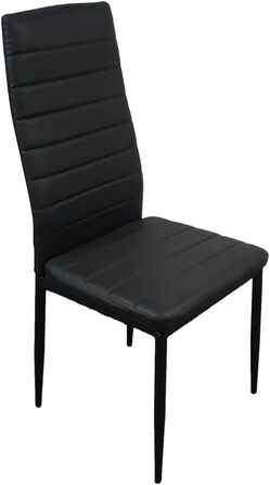 Кухонні стільці LEADZM, Набір із 4 обідніх стільців із високою спинкою, Водонепроникні для їдальні та кухні, Обідній стілець 120 кг (Чорний, Комплект із 4) Комплект із 4 предметів Чорний