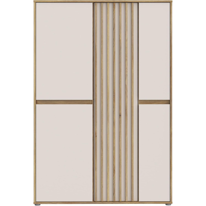 Шафа 100 110, сучасна шафа з рейковим дизайном, 5-дверна, спальня, декор дерева Maulella Oak Kashmir Beige, 109,3 см завширшки x 161,7 см заввишки x 41,5 см завглибшки
