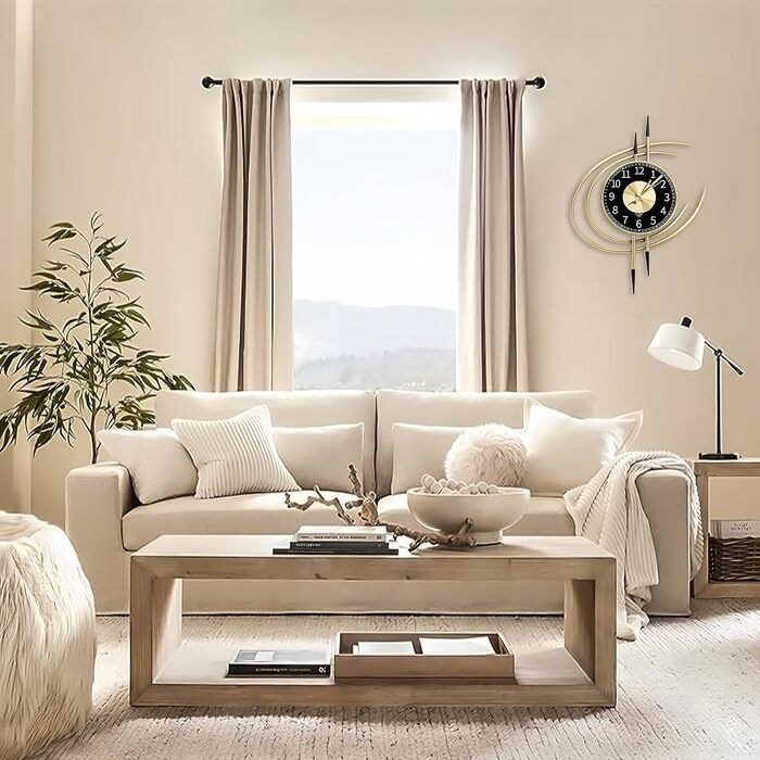 Настінний годинник LANMOU без шуму настінний годинник без цокання Великий сучасний 54 см золотий і чорний металевий настінний годи