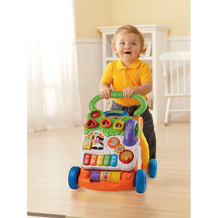 Ігровий стіл Vtech Baby Adventure 12-36 місяців і дитячий візок для ігор і прогулянок ходунки для немовлят з регульованою швидкістю, музикою та знімною ігровою дошкою Для дітей від 12 до 36 місяців Пакувальний набір EasyMail з автошколою