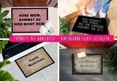 Килимок для дверей Print Royal з індивідуальним текстом - Різні розміри до 120 см - Килимок для дверей з друкованим написом - багато фонів - нековзний, 75 x 50 см з гумовим краєм