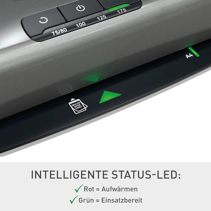 Ламінатор Leitz iLAM Office Pro A3, надшвидкий розігрів 1 хвилина, для плівок 75-175 мікрон, світлодіоди доступності та світлодіодний індикатор стану, функція захисту від застрягання, автоматичне вимкнення, стартовий комплект для роботи з плівками, сірий/