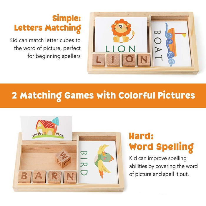 Ігри на орфографію Coogam, іграшки на відповідність літер і слів, картки, алфавіти, азбука, освітня головоломка Монтессорі, подару