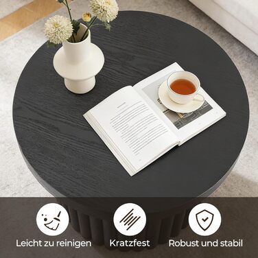 Круглий журнальний столик, сучасний дерев&39яний стіл для вітальні, журнальний столик для вітальні (чорний, Ø60 см x В40 см) Чорний Ø60 см x В40 см