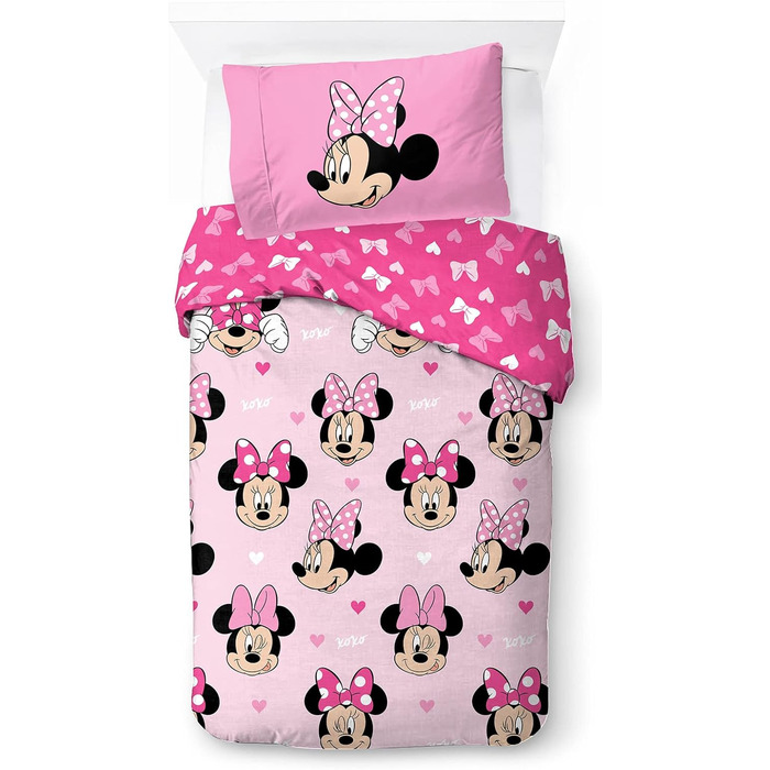 Бавовняний комплект дитячої постільної білизни 135x200 см односпальний розмір - підодіяльник наволочка 50x70 см рожевий - Minnie M