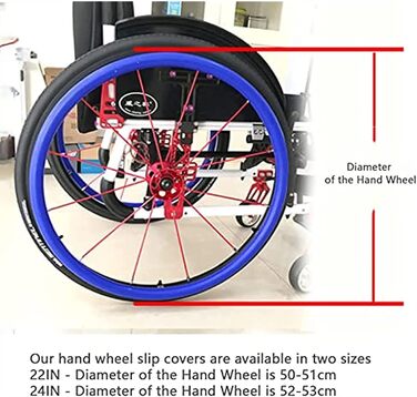 Чохол для інвалідного візка, 24-дюймовий силіконовий ковзаючий чохол для розсувного обода для інвалідного візка, нековзний зносостійкий чохол для рук, чохол для заднього колеса інвалідного візка для покращення зчеплення та зчеплення (колір D, розмір 22 z 