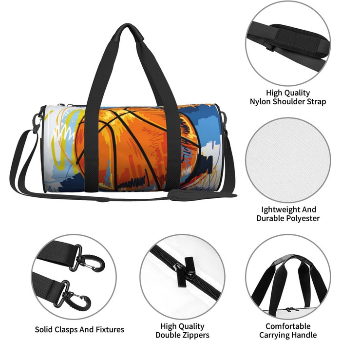 Дорожня сумка з малюнком стрекози, кругла, великої місткості, легка та міцна, чудовий подарунок для піших прогулянок, відпустки, ділових поїздок та іншого, баскетбольна, барвисте задоволення від малювання, універсальний розмір