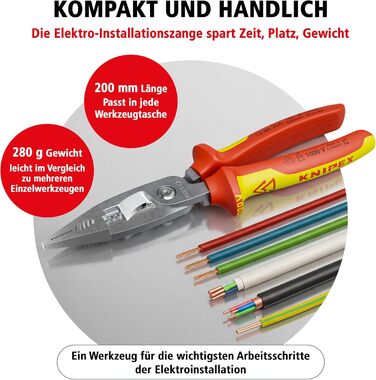 Кніпекс (KNIPEX) плоскогубці для електромонтажу VDE, 200 мм, 13 86 200 SB