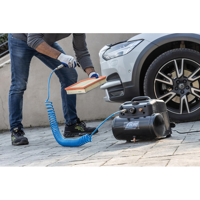 Переносний повітряний компресор FIAC CUBY, безмасляний, максимальний тиск 8 бар, 1,5 к.с., 6-літровий бак, рівень шуму 97 дБ