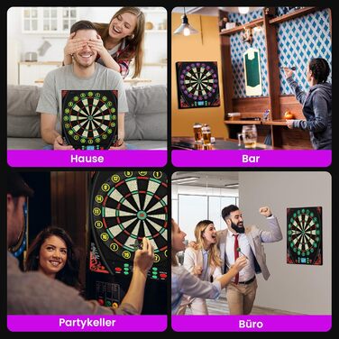 Електронна мішень для дартсу з німецьким голосом, підсвіченим кільцем з цифрами та РК-екраном, електронна мішень для дартсу з 34 іграми та 369 варіаціями, електронна мішень для дартсу для дорослих