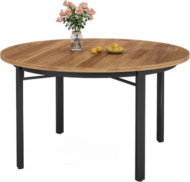 Круглий обідній стіл Tribesigns для 4-6 осіб, кухонний стіл 118,5 см, обідній стіл з суцільними металевими ніжками, круглий обідній стіл для їдальні, кухні