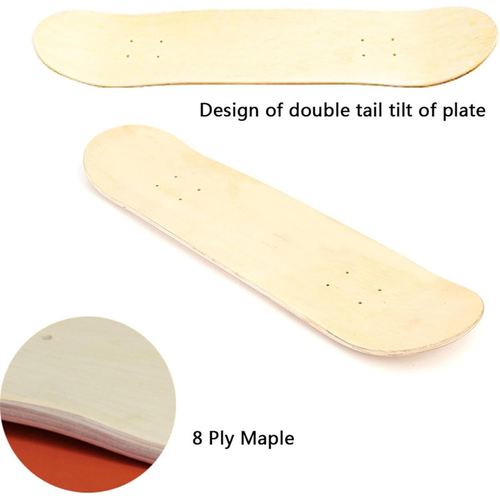 Професійна заготовка для скейтборду з кленового дерева, 8 дюймів, 8 шарів, клен, подвійний увігнутий скейтборд, вуличний скейтборд, скейтборд з грубим увігнутим покриттям, середній розмір, для дорослих та хлопчиків
