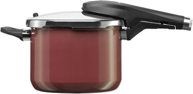 Індукційна скороварка, об'єм 6,5 л, високотехнологічна кераміка, 2 рівні приготування, поворотна ручка все в одному, темно-червони