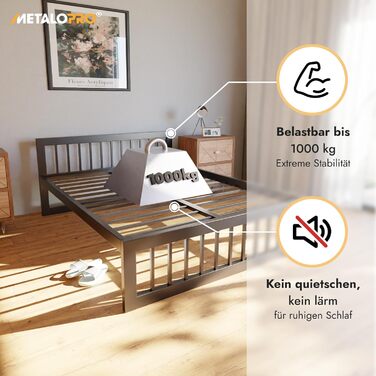 Металеве ліжко 120x200 см Вантажопідйомність до 1000 кг та складання &lt10 хв Міцний каркас ліжка з місцем для зберігання 37 см, без скрипу, чорного кольору Вертикальне 120x200 см