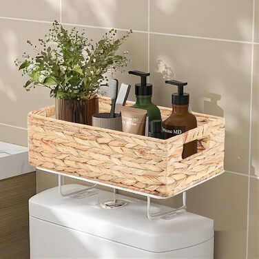 Кошики для зберігання, плетений кошик для зберігання, штабелювані кошики з полицями, кошик для спальні та ванної кімнати, 37x16,5x11см/33x12,5x10см, водяний гіацинт 37x16,5x11см натуральний (водяний гіацинт)