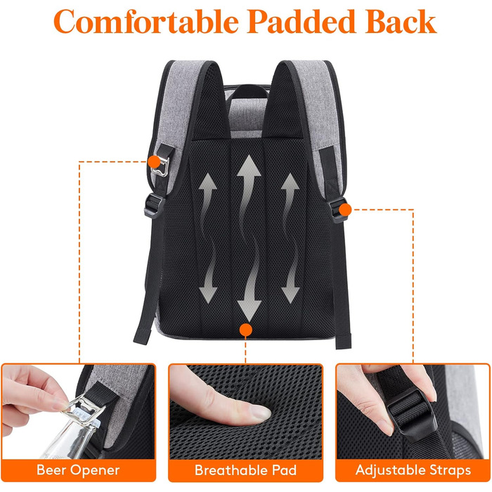 Ізольована сумка-холодильник Lifewit 32L 34 Can, великий рюкзак-холодильник, герметична портативна сумка для обіду, м&39яка сумка-холодильник для активного відпочинку на свіжому повітрі, пікніків, пляжу, барбекю, кемпінгу, подорожей, сімейного використанн