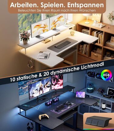 Подібний стіл OffiGo з регульованою висотою, електричний стіл для роботи сидячи/стоячи 140 см з підставкою для монітора, розетками та портом заряджання USB, стіл для роботи стоячи зі світлодіодним підсвічуванням, комп&39ютерний стіл для домашнього офісу, 