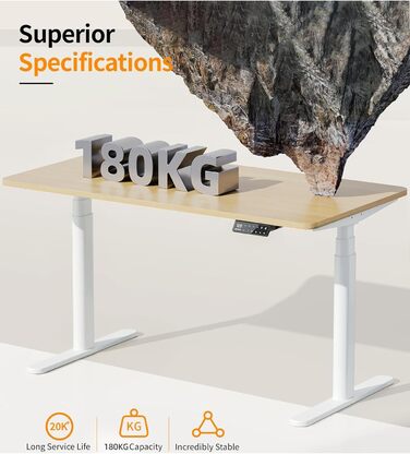 Каркас столу MAIDeSITe EL2 Plus Art з регульованою висотою та овальною конструкцією ніжок, електричний двомоторний каркас столу з регулюванням висоти від 62 до 125 см, 4 елементи керування пам&39яттю, стіл з регульованою висотою, білий