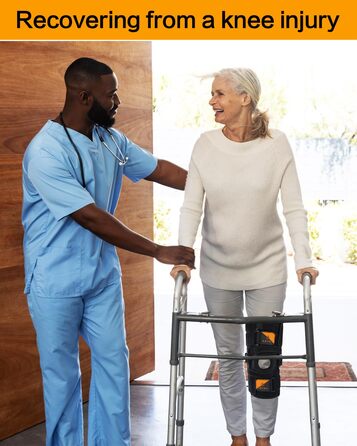 Колінний бандаж ABYON, регульований колінний бандаж для чоловіків та жінок, шарнірні пружини, подвійні посилені бічні стабілізатори, підтримка при артриті, розриви меніска (M) середній чорний