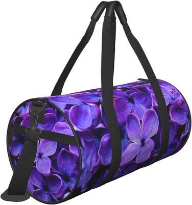 Спортивна сумка для подорожей, фіолетова з квітковим принтом, дорожня сумка на ніч, чорна, універсальний розмір