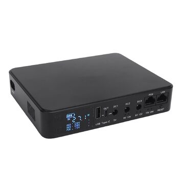 Міні UPS для модему з літієвою батареєю 10400mAh, DC 5V/9V/12V/15V/24V, PoE-виходом для роутерів, камер відеоспостереження та пристроїв контролю доступу (EU-штекер)