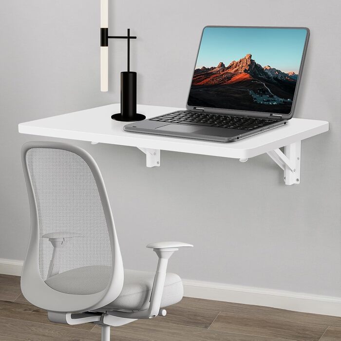 Настінний розкладний стіл uyoyous, дерево, 60 x 40 см, білий, компактний плаваючий стіл/столик для ноутбука, невеликий розкладний кухонний/обідній стіл для настінного кріплення