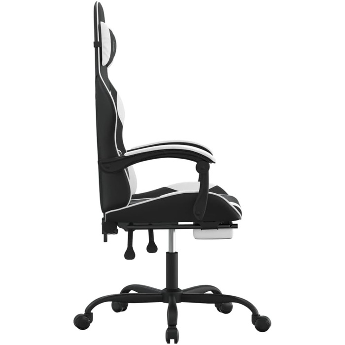 Обертове ігрове крісло, чорно-біле, штучна шкіра, ігрове крісло, доступне ігрове крісло, професійне ігрове крісло - 349584